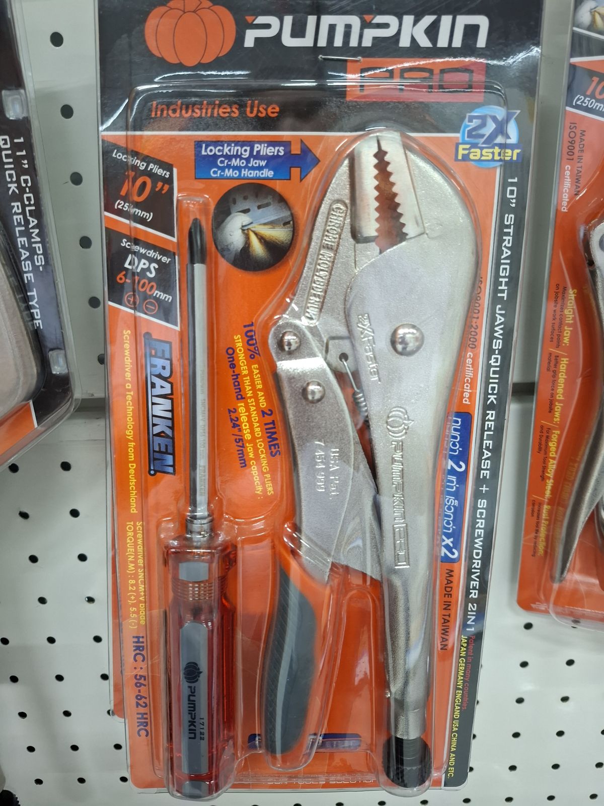 14878 คีมล็อกปากตรง10+ไขควง 2in1 Quick  release PRO-10RQ+F