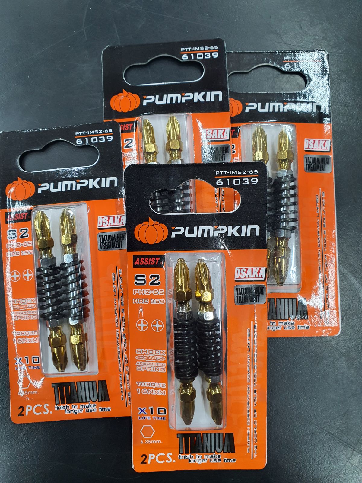 61039 ดอกไขควงลมโอซาก้า S2 ลดแรงกระแทก PH2-65 IMPACT+SPRING PUMPKIN