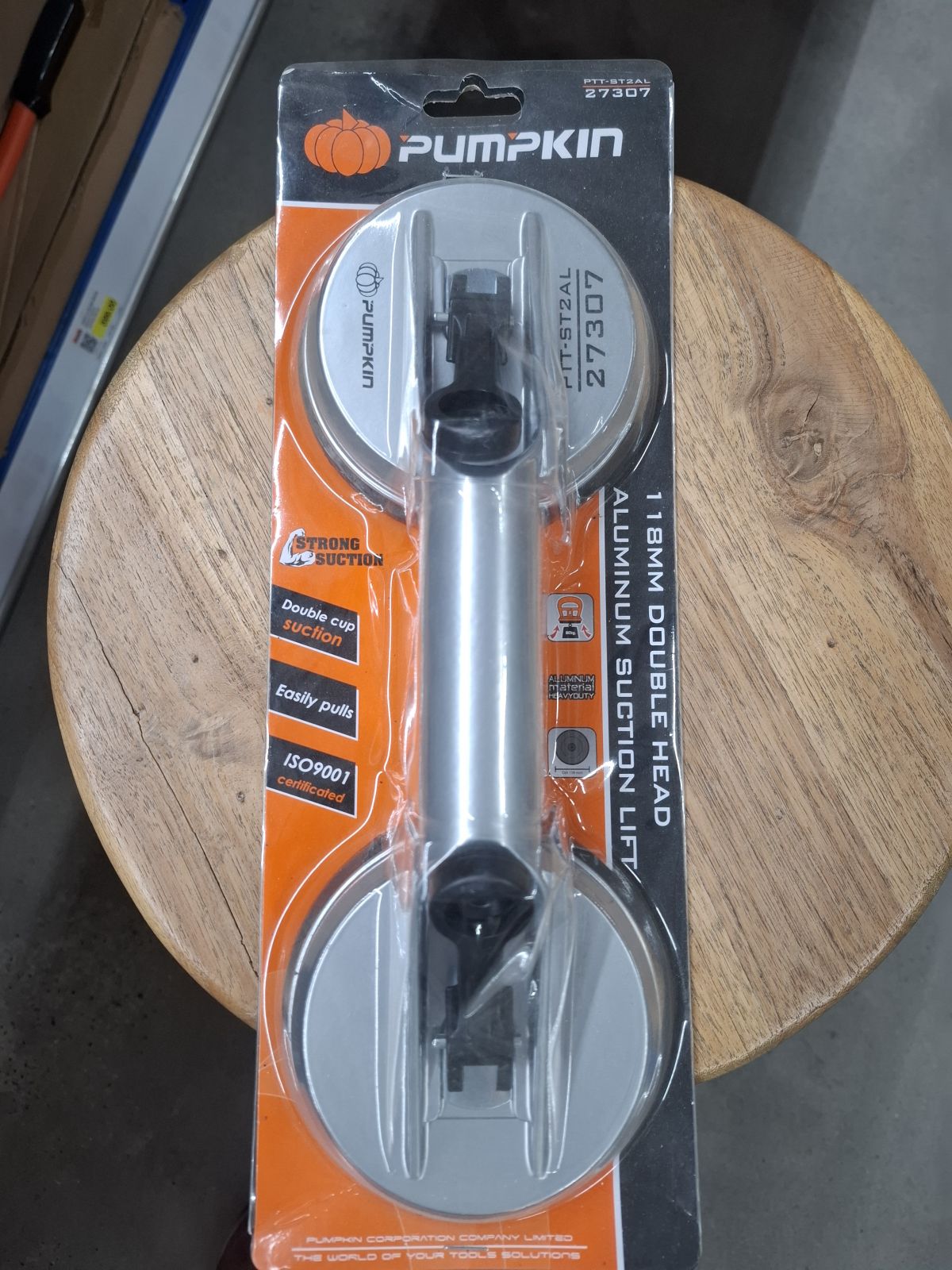 27307 ตัวดูดกระจก ด้ามอลูมิเนียม 2 ถ้วย ขนาด 118 มม.  PTT-ST2AL  PUMPKIN