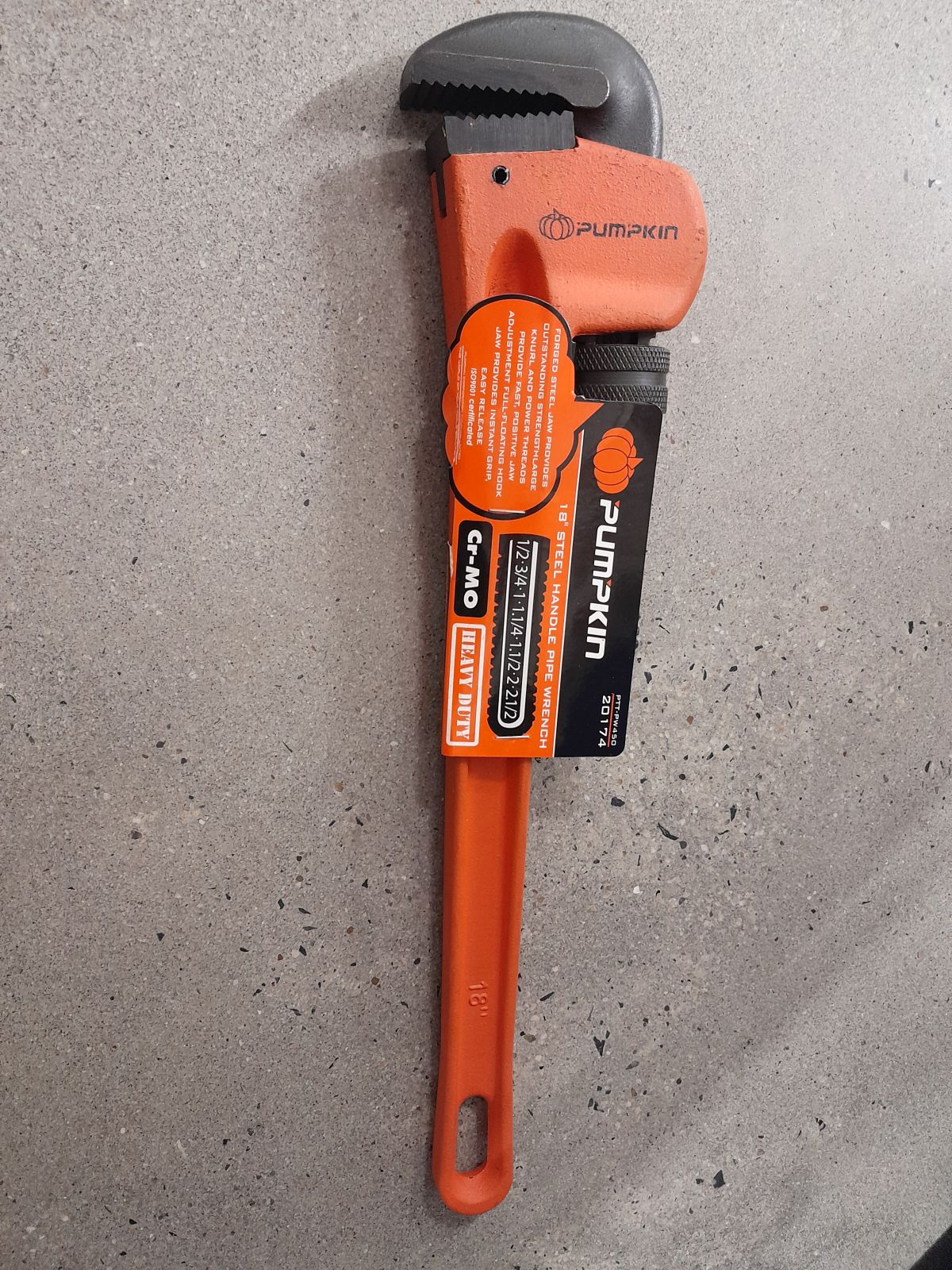 20174 ประแจจับแป๊บขาเดี่ยว CR-MO 18" HEAVY DUTY PTT-PW450 PUMPKIN