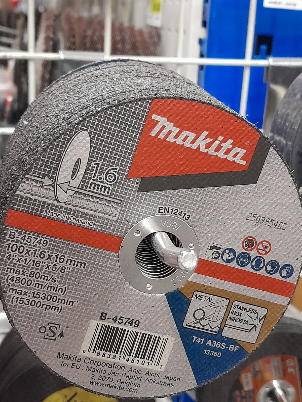 ใบตัดเหล็กบาง 4" makita 1.6 มิล B-45749