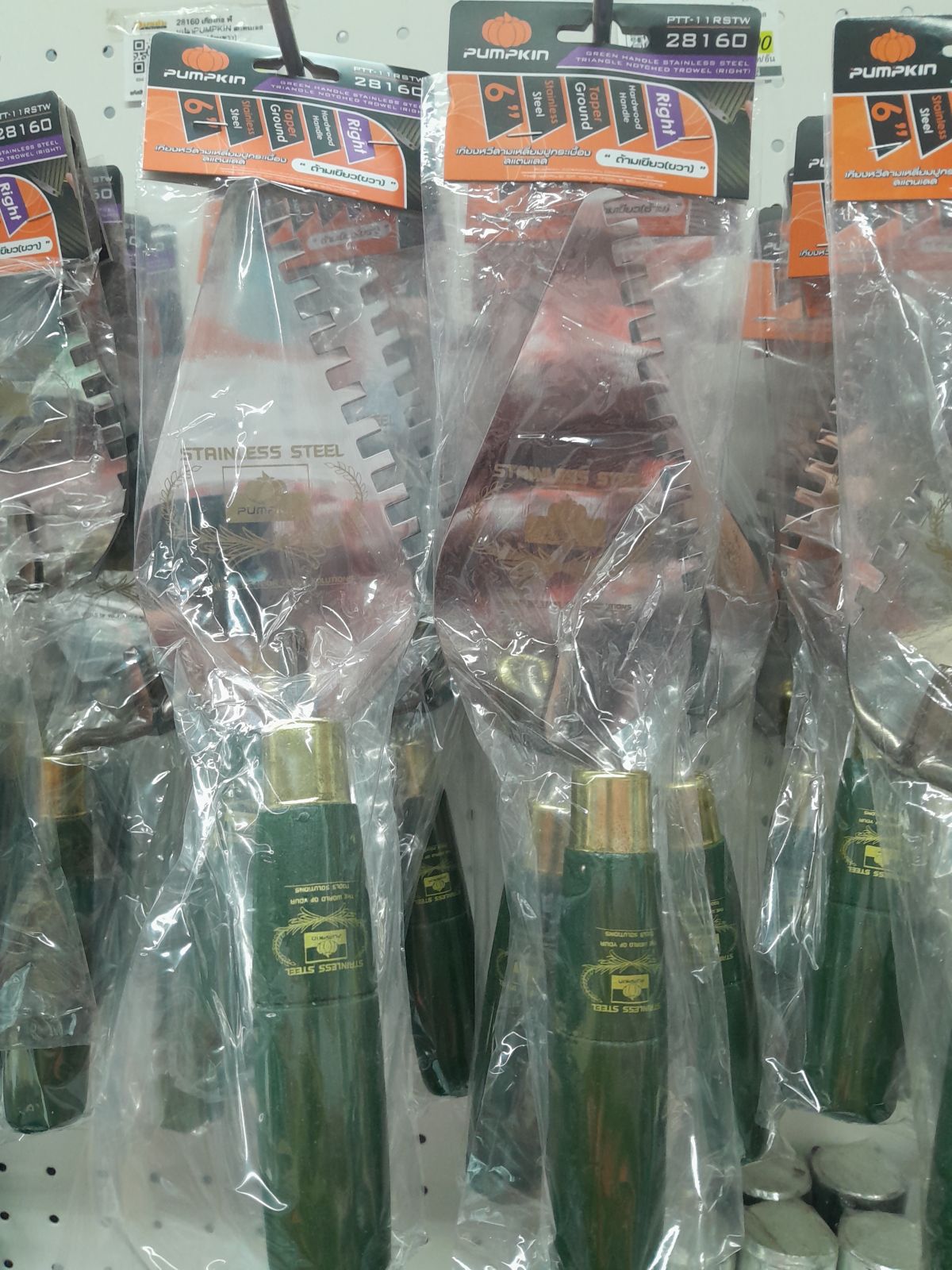 28160 เกียงก่อ ฟันปลาPUMPKIN สแตนเลส ด้ามเขียว(ด้านขวา)