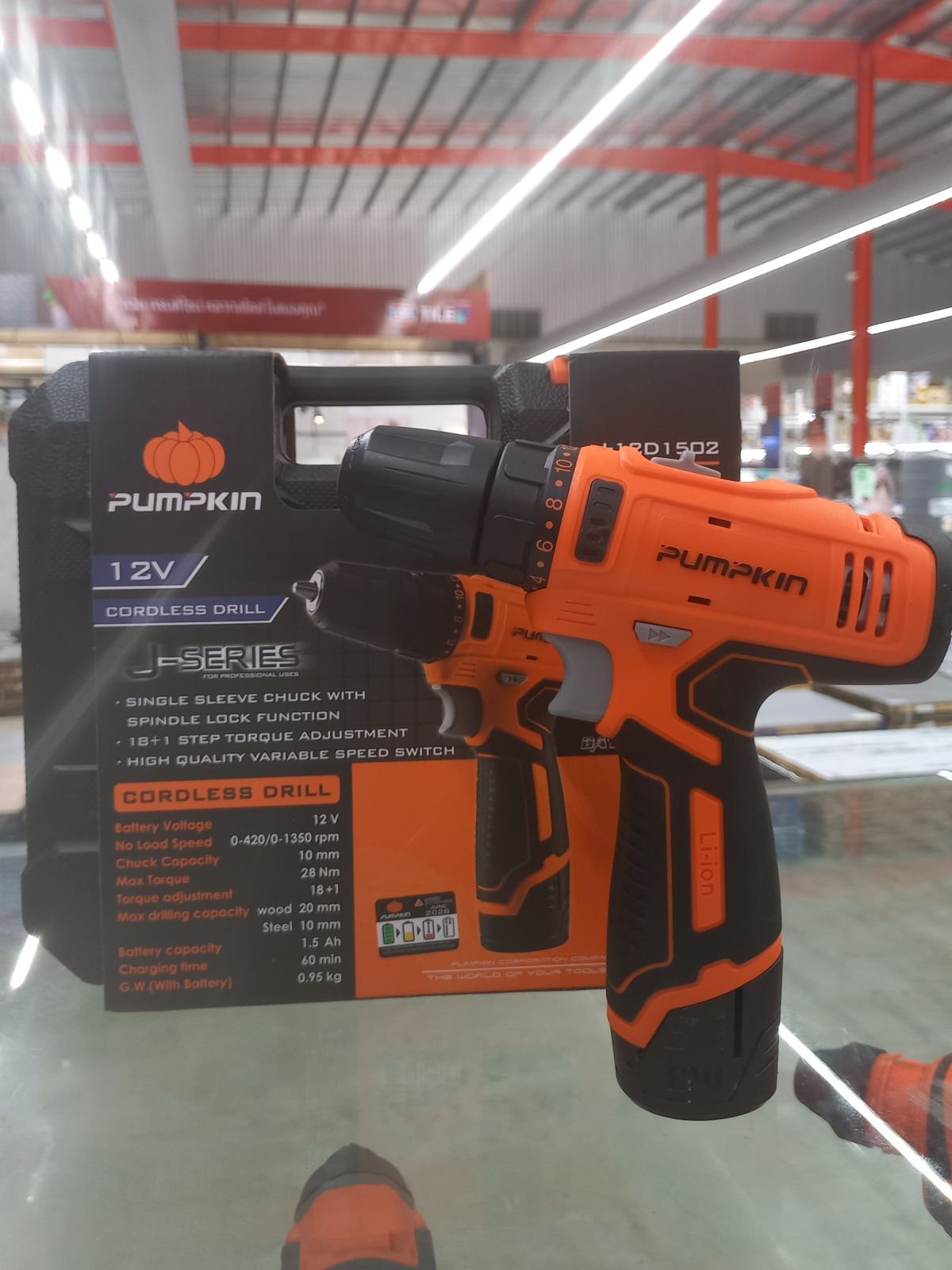 50214-15  สว่านไร้สาย  PUMPKIN  12V  J-12D1502