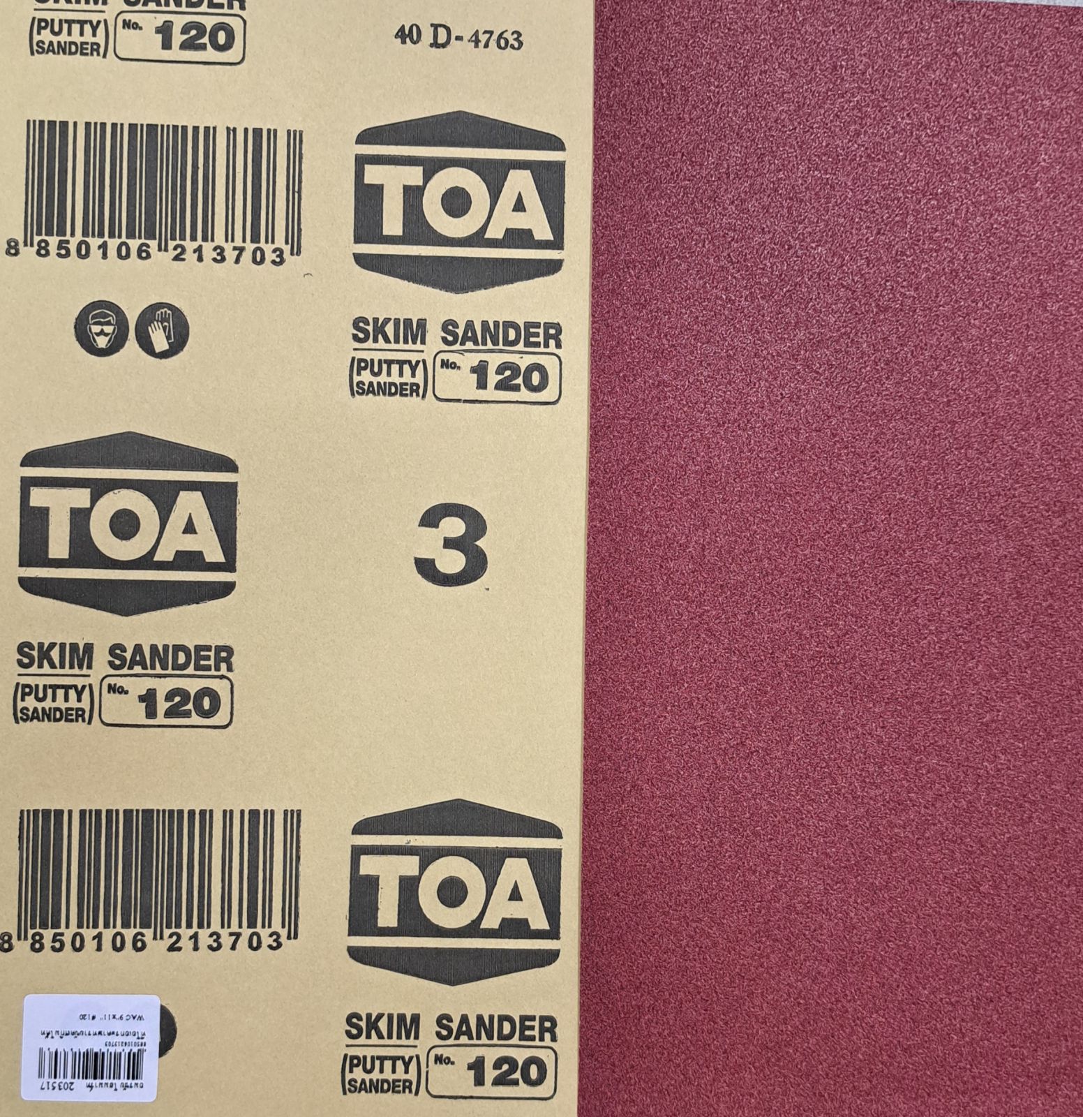 ทีโอเอกระดาษทรายขัดสกิมโค้ท WAC 9"x11"  #120