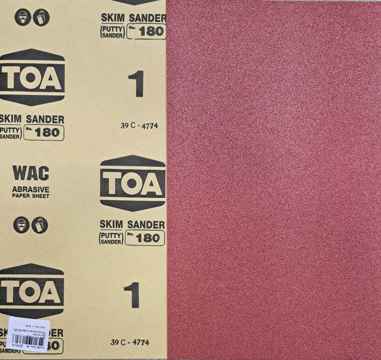 ทีโอเอกระดาษทรายขัดสกิมโค้ท WAC 9"x11"  #180