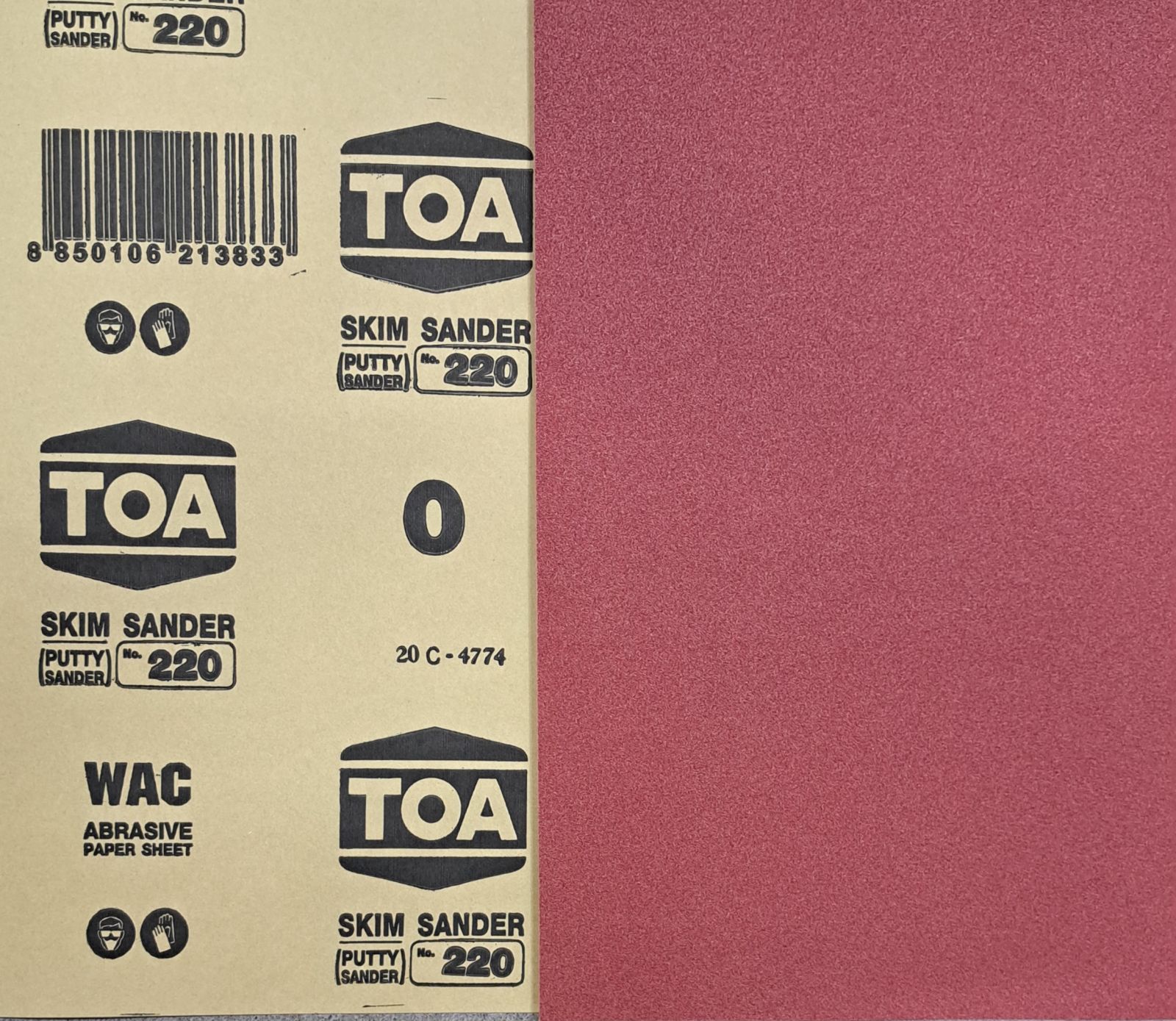 ทีโอเอกระดาษทรายขัดสกิมโค้ท WAC 9"x11"  #220