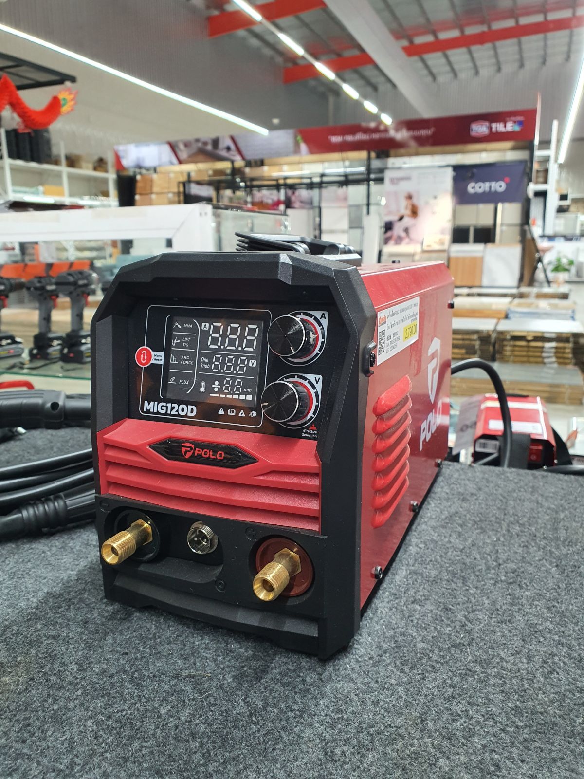 เครื่องเชื่อม POLO MIG/MMA รุ่น MIG120D 1 เฟส 220 โวลต์ สำหรับงาน DIY ภายในบ้าน ใช้กับลวดเชื่อม MIG ขนาด 1 กก.