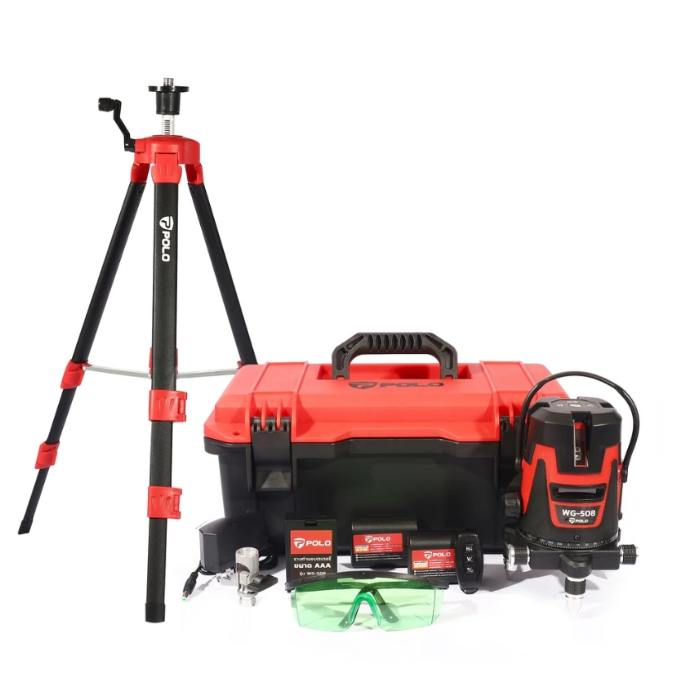 เครื่องวัดระดับเลเซอร์แสงสีเขียว 5 เส้น POLO WG-508 + ขาตั้งเหล็ก 1.2M WG-16L