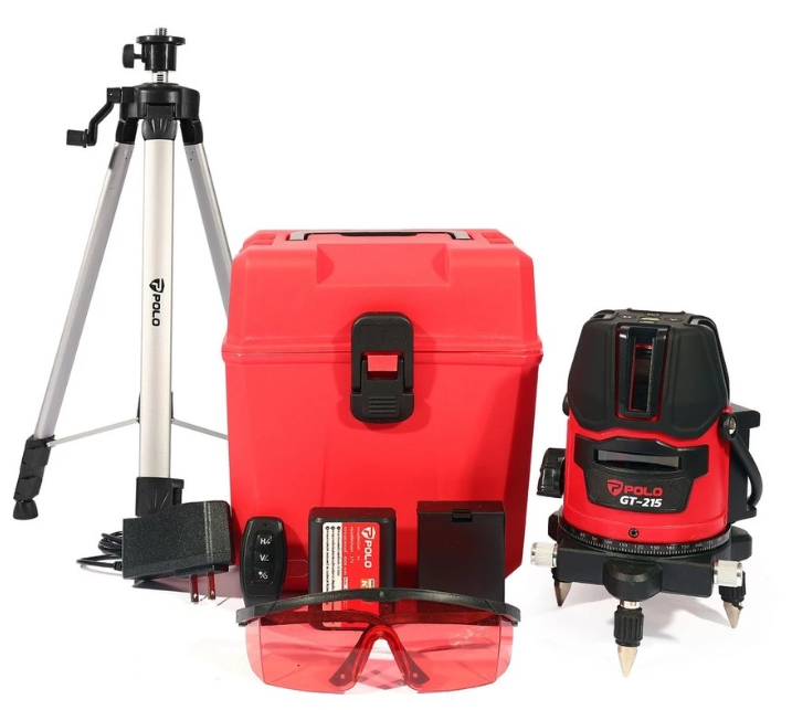 เครื่องวัดระดับเลเซอร์แสงสีแดง 5 เส้น POLO GT-215 + ขาตั้ง 1.5M GT-215/G1/7359/E801