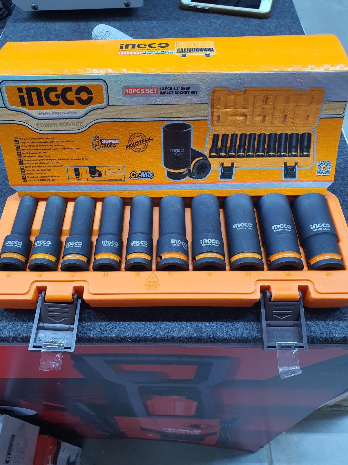 ชุดลูกบ๊อกซ์ลมยาว 1/2" 10 ชิ้น INGCO I121-HKISSD12102L