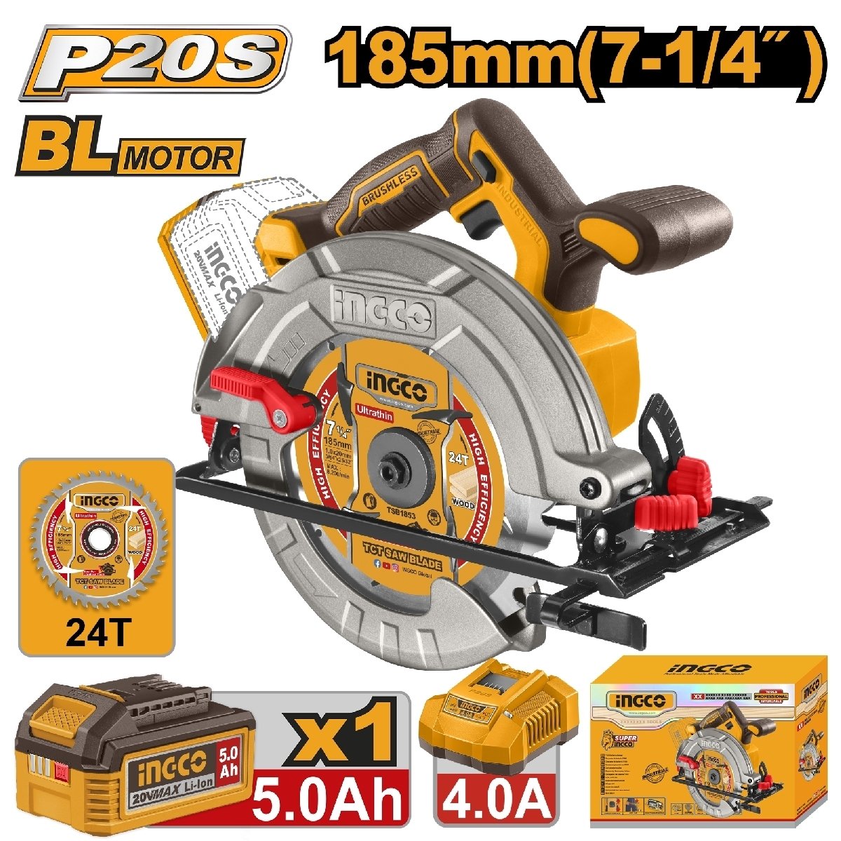 เลื่อยวงเดือน 7" INGCO 20V-BL I121-CSLI18513