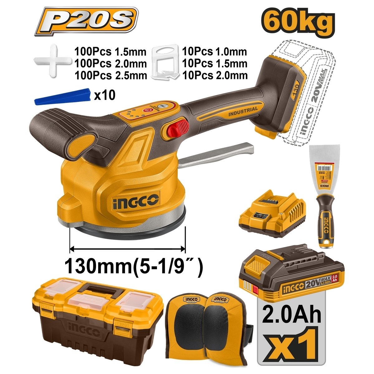 เครื่องดูดสั่นกระเบื้อง INGCO 20V 2.0AH*1 I121-CTVLI20018