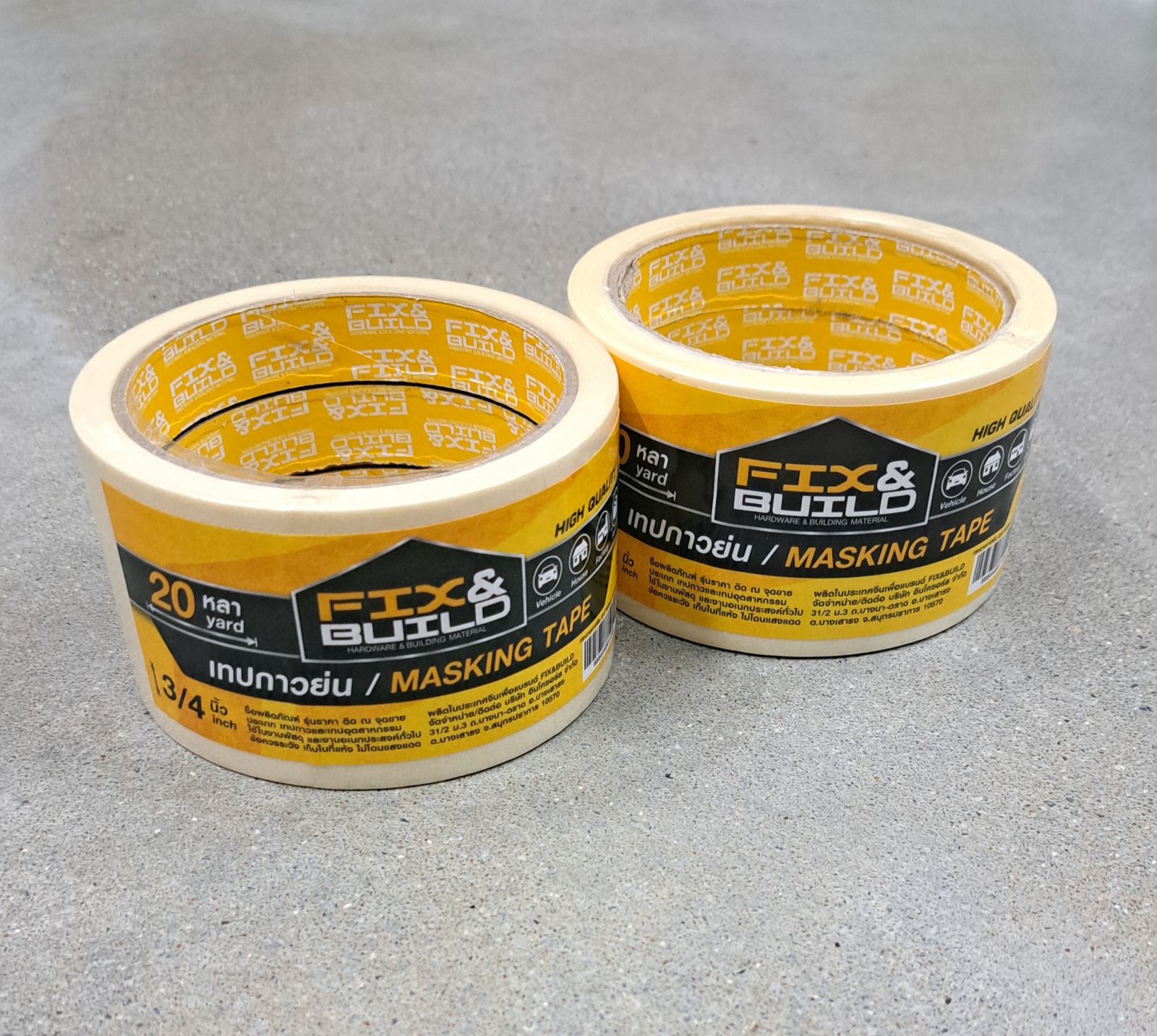 กระดาษกาวย่น 3/4" 20 หลา FIX&BUILD+ (แพค 3 ม้วน)