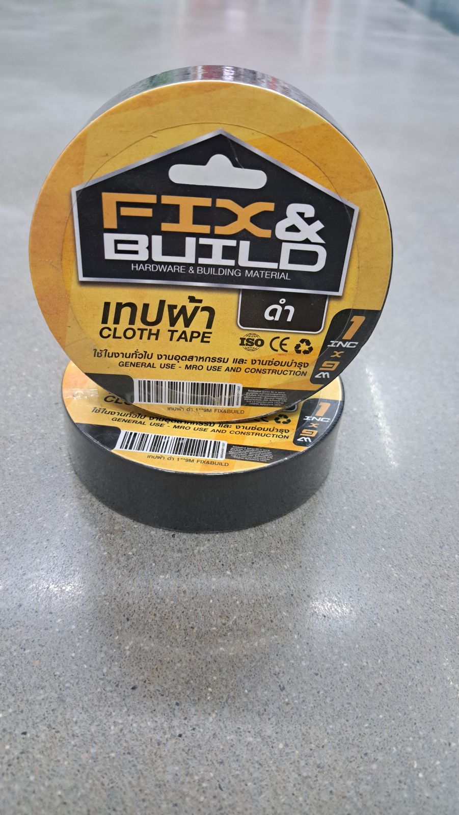 เทปผ้า ดำ 1"*9M FIX&BUILD+