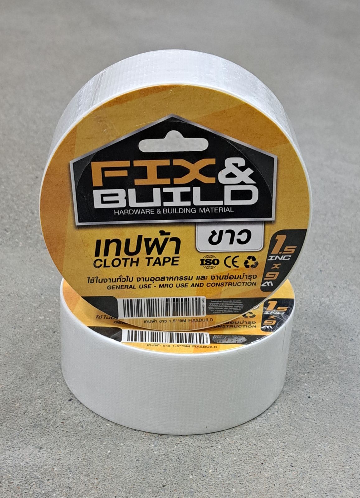 เทปผ้า ขาว 1.5"*9M FIX&BUILD+