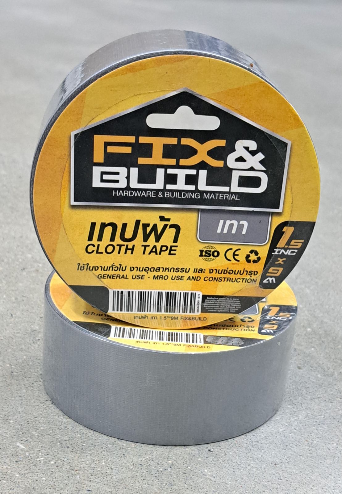 เทปผ้า เทา 1.5"*9M FIX&BUILD+
