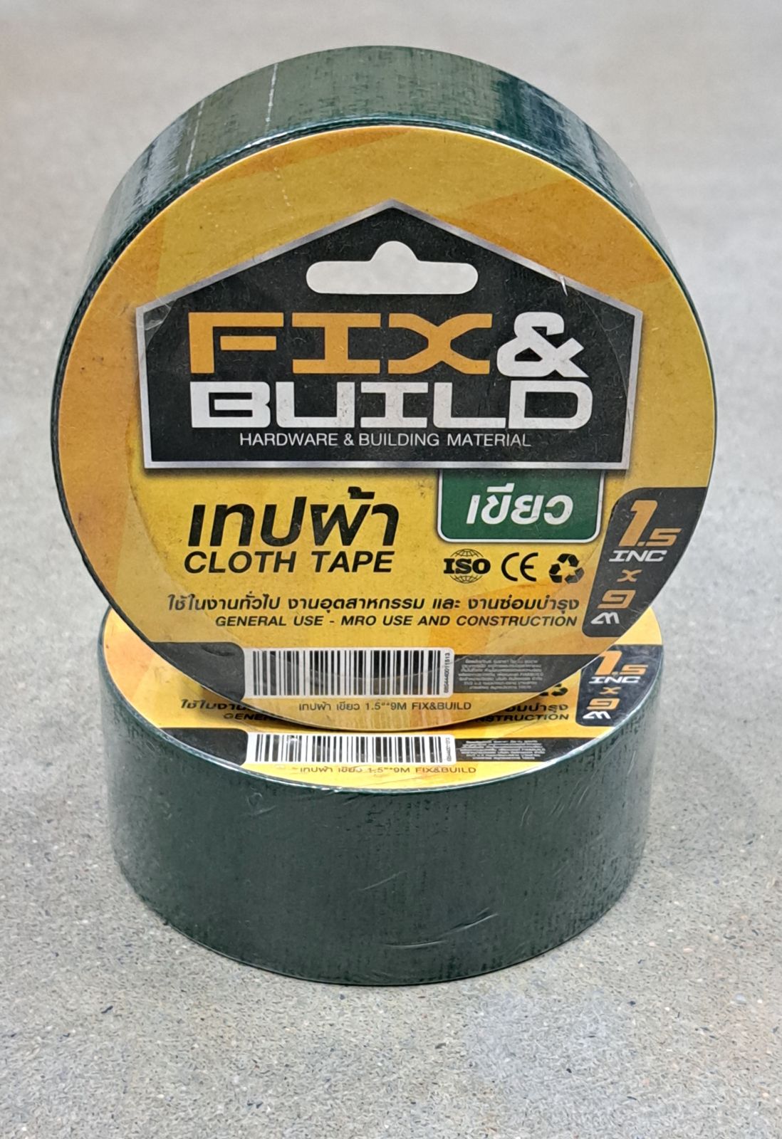 เทปผ้า เขียว 1.5"*9M FIX&BUILD+