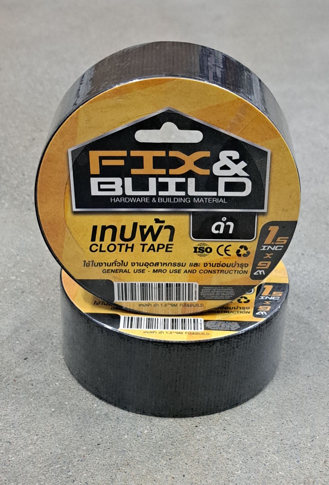 เทปผ้า ดำ 1.5"*9M FIX&BUILD+