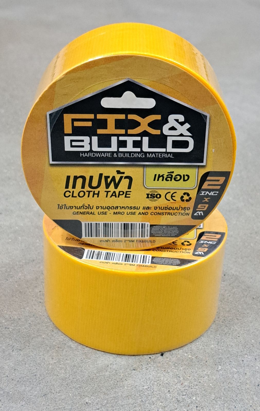 เทปผ้า เหลือง 2"*9M FIX&BUILD+