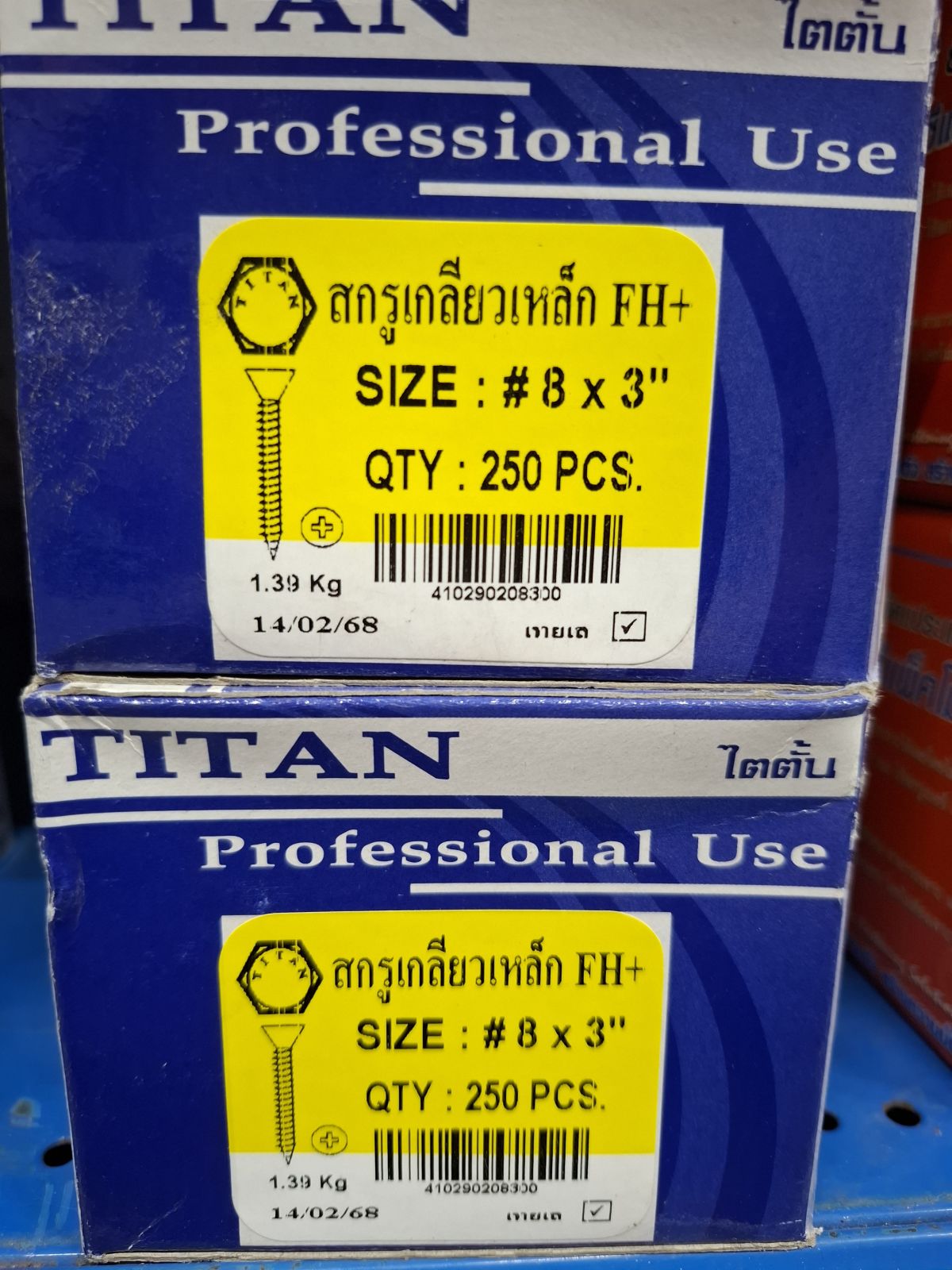 RP-4501 ตะปูเกลียวชุบ FH#8*3"  TITAN  (กล่อง 250 ตัว)
