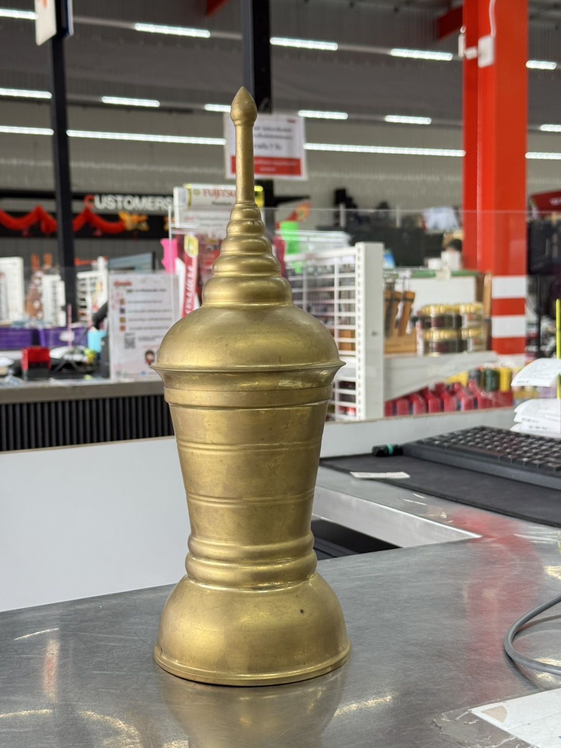 โกศ โถใส่อัฐิ ใส่กระดูก (โกศทรงสูง) ทองเหลืองแท้