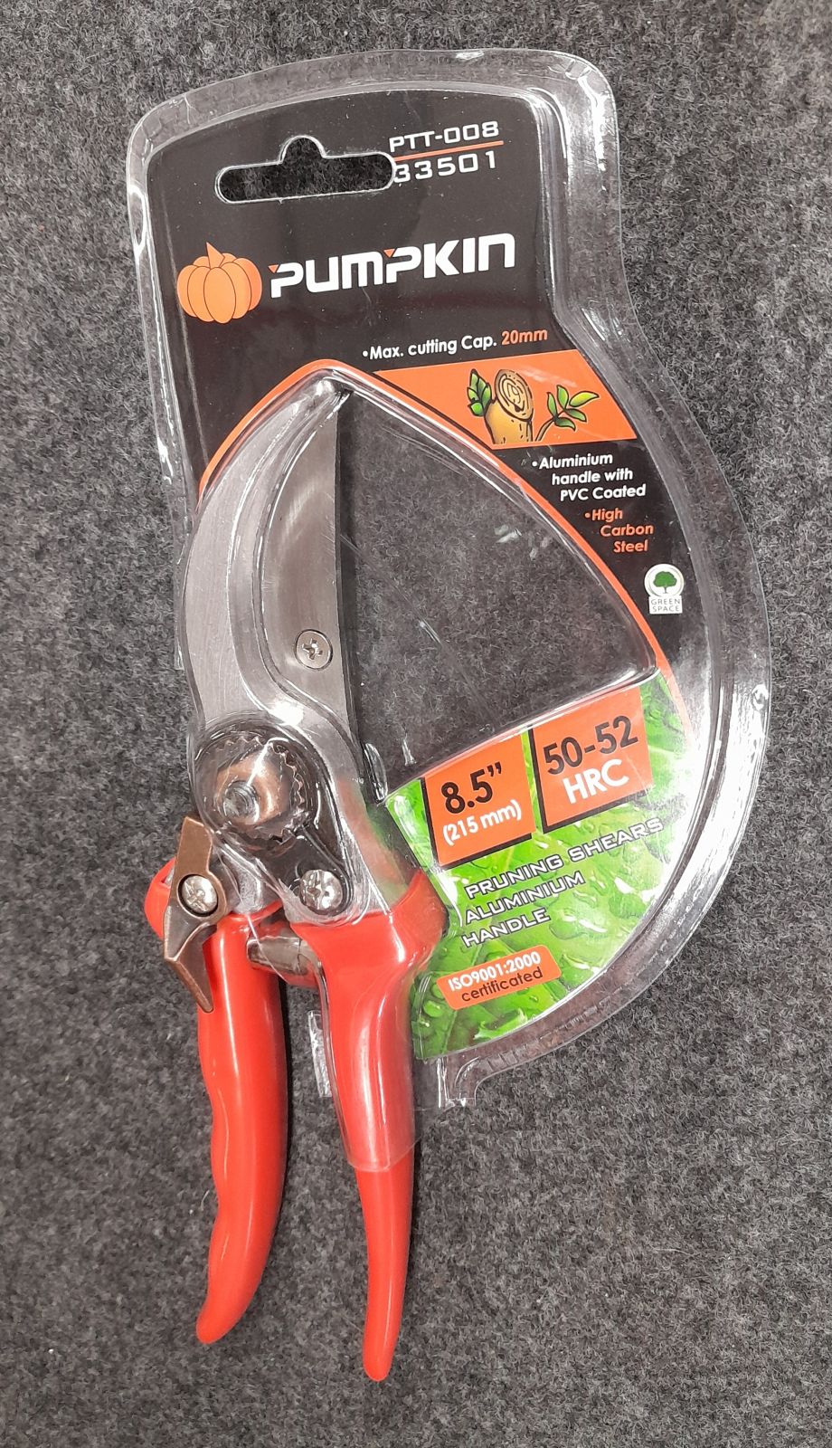 33501 กรรไกรตัดกิ่งไม้ ด้ามอลูมิเนียม 8.5" PTT-008  PUMPKIN
