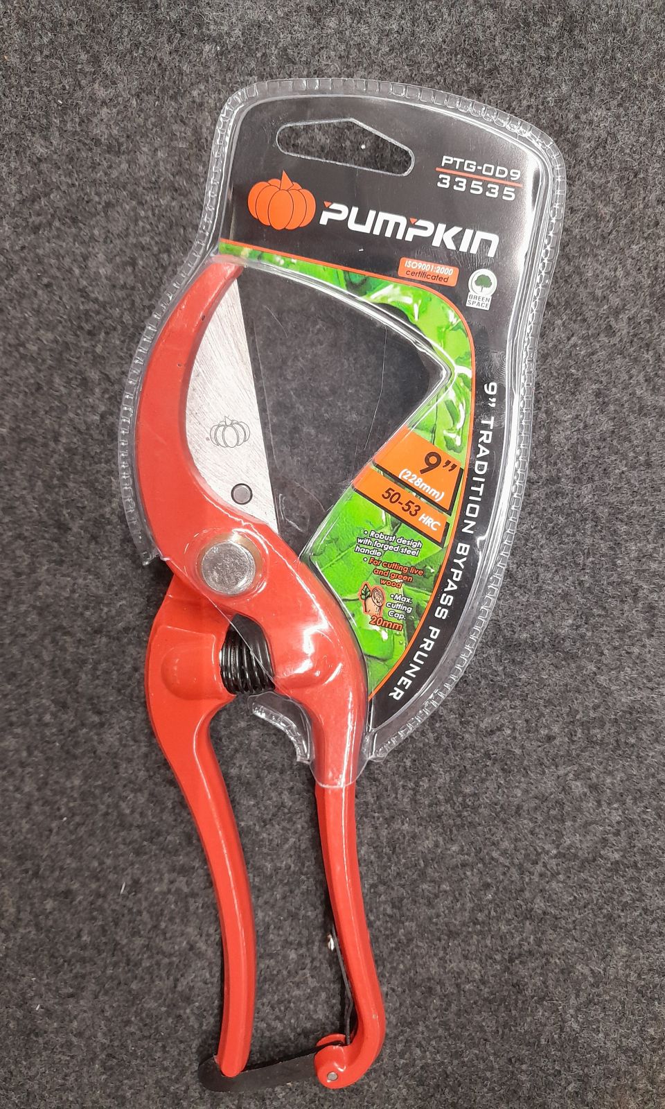 33535 กรรไกรตัดกิ่งไม้ด้ามส้ม เหล็ก Drop forged 9 " PTG-OD9  PUMPKIN