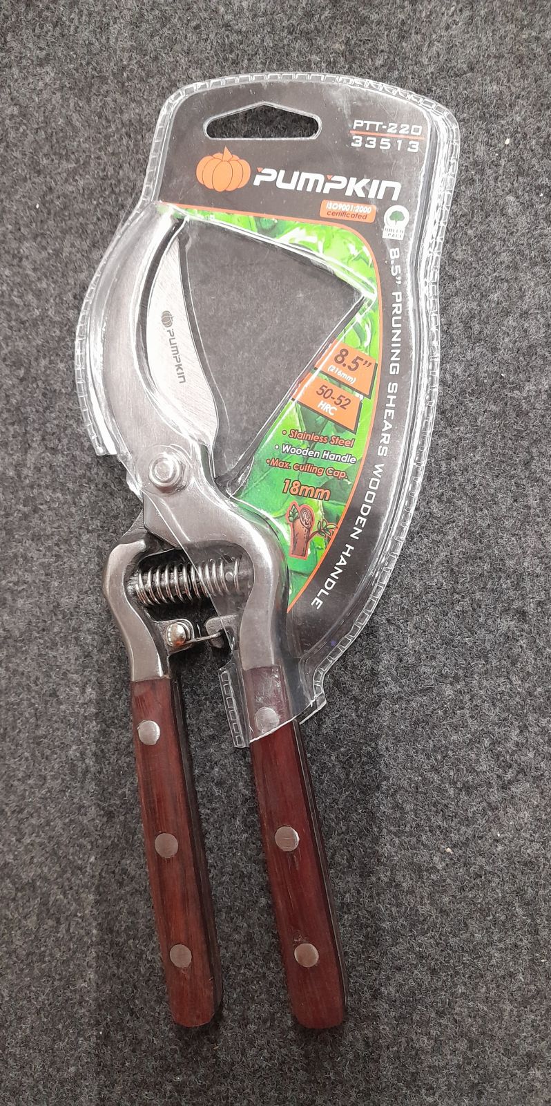 33513 กรรไกรตัดกิ่งไม้ 8"1/2 ด้ามไม้ PTT-220   PUMPKIN