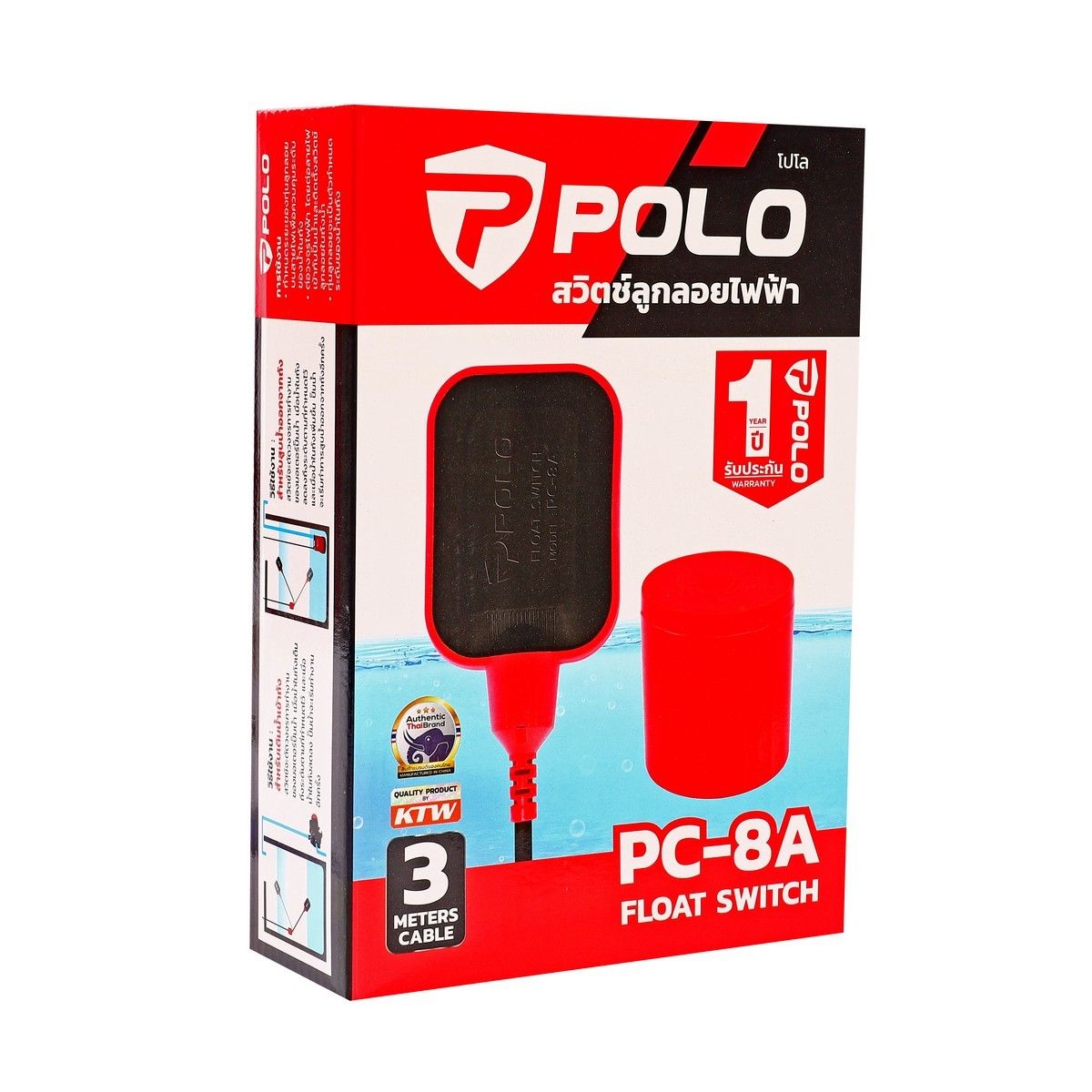สวิทช์ลูกลอยไฟฟ้า POLO P301-PC8A 220V