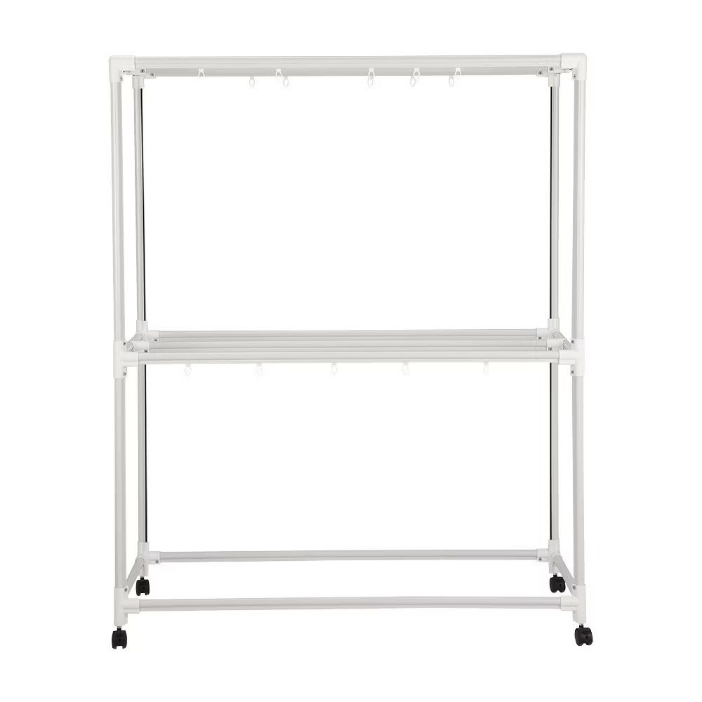 ราวแขวนผ้าเหล็กมีล้อ 8 เส้น PLIM 1.5 ม. สีขาว