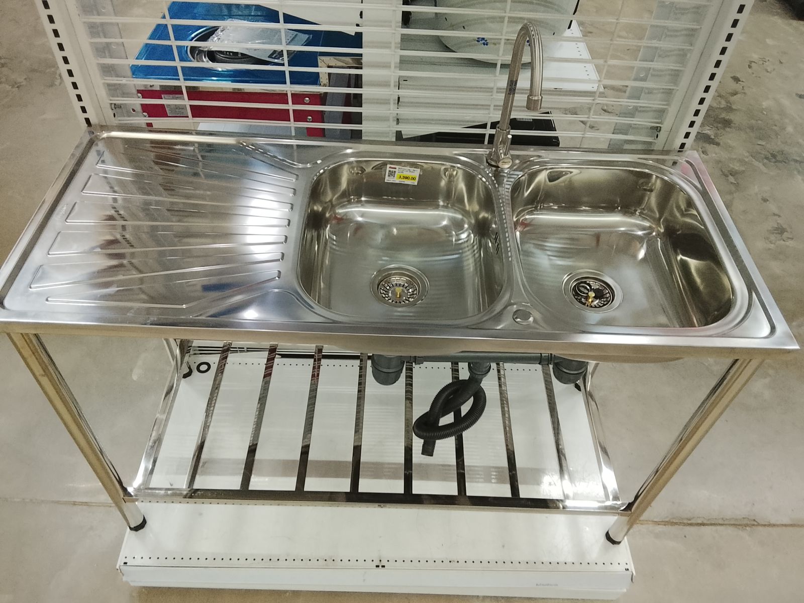 ซิงค์ล้างจาน 2 หลุม 1 ที่พัก วีก้า D1251+ST (ซิงค์พร้อมขาตั้ง)