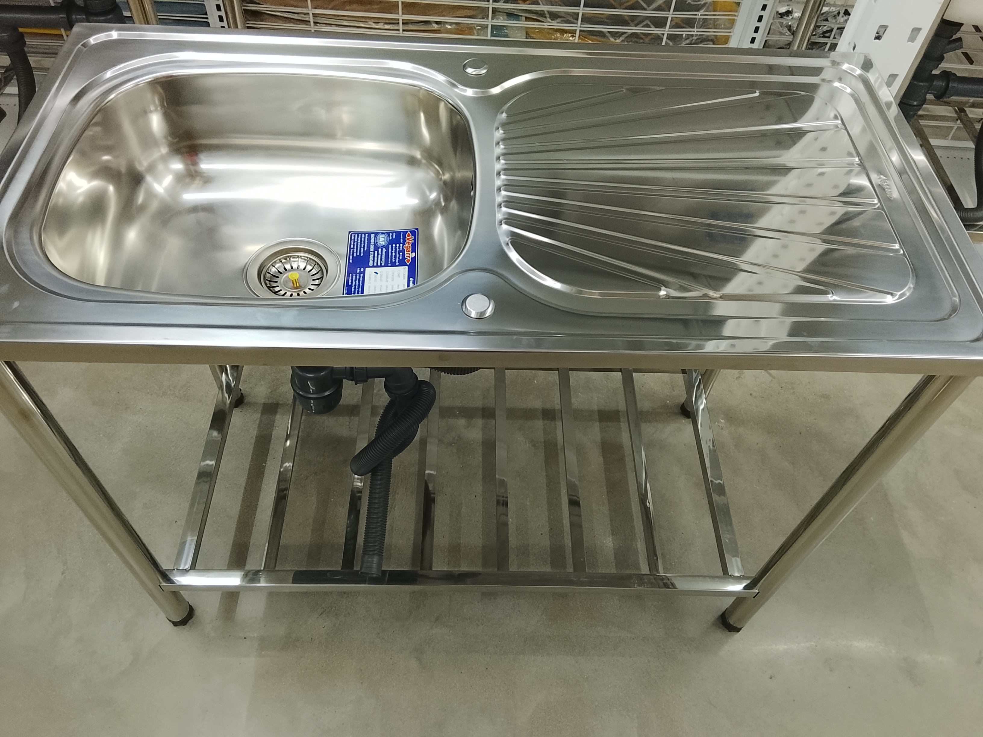 ซิงค์ล้างจาน 1 หลุม 1 ที่พัก วีก้า D503L+ST (ซิงค์พร้อมขาตั้ง)