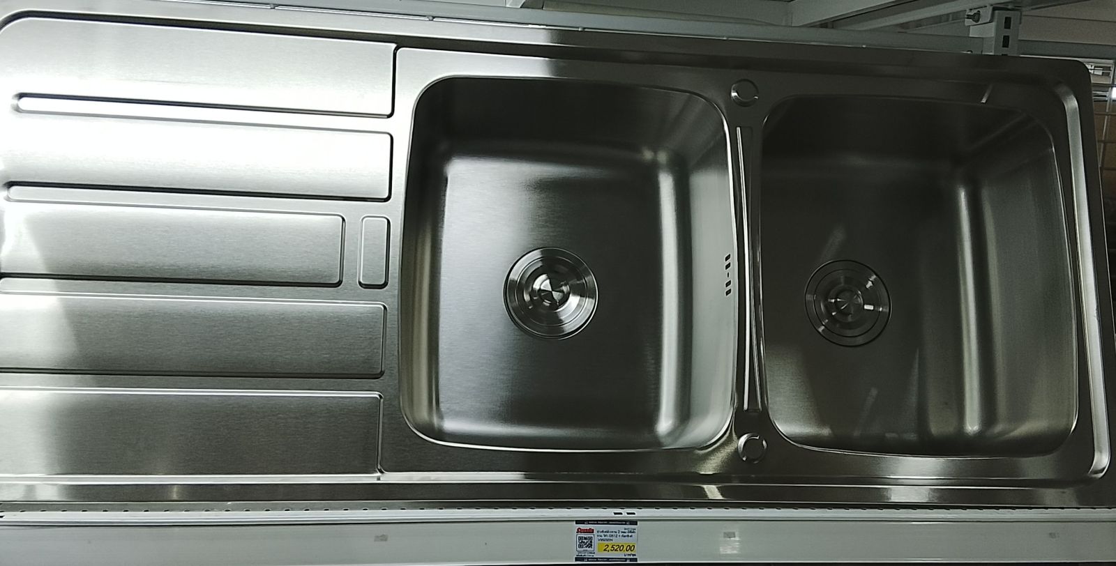 อ่างซิงค์ล้างจาน 2 หลุม มีที่พักจาน วีก้า D512 + ก๊อกซิงค์ V9509SN